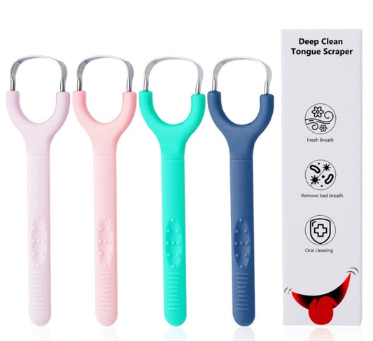 Stainless Steel and Silicone Tongue Scraper